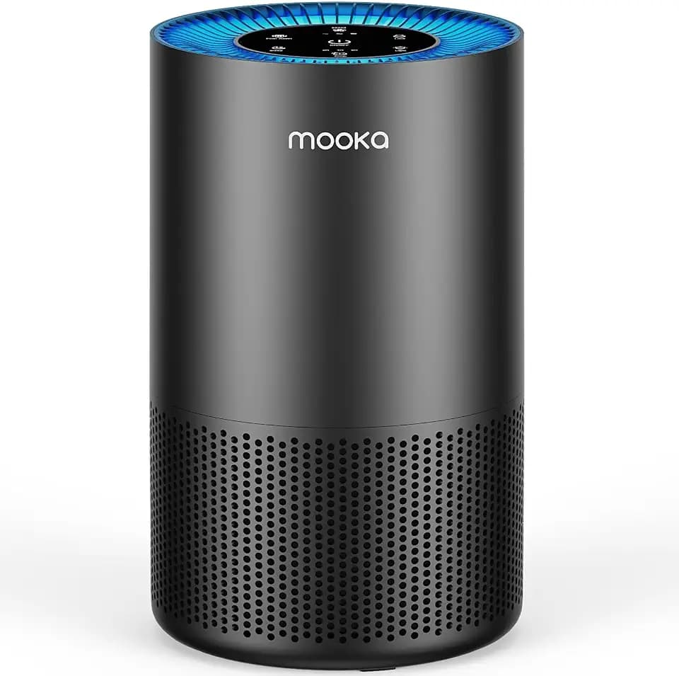 MOOKA H13 HEPA Air Purifier for Home Pet Large Room Up to 1300ft², Black