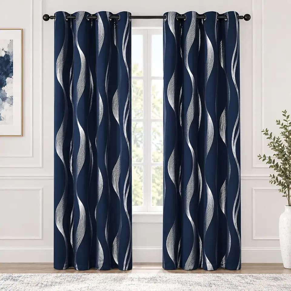 Deconovo Curtains for Living Room, Pattern Blackout Curtains 84 Inches Long