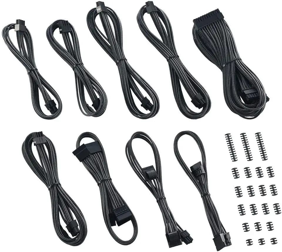 CableMod Classic ModMesh C-Serie Corsair RMi & RMX - Carbon PCI-e Kabel für High-end Gaming PCs, Workstations, Servers