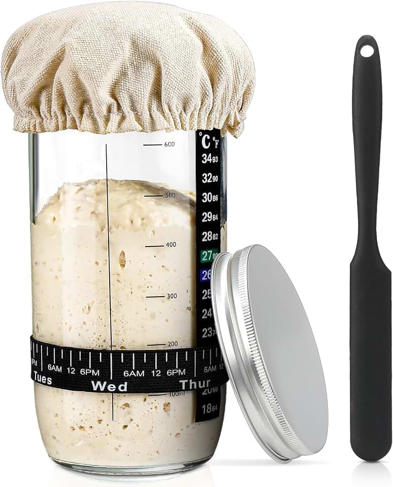 Sourdough Starter Jar Glass 24oz, Sourdough Starter Kit for Homemade Bread