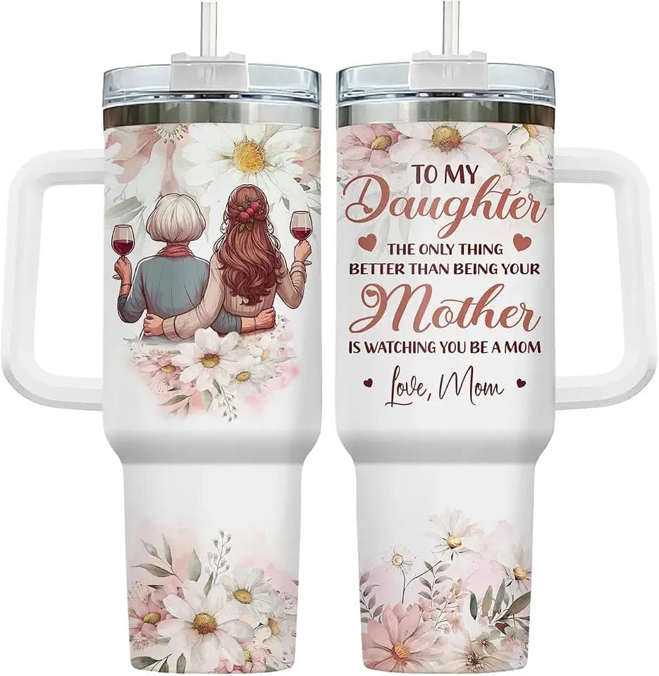 34HD Mother Expecting Mom First New 40 oz Tumbler with Handle, Gift for