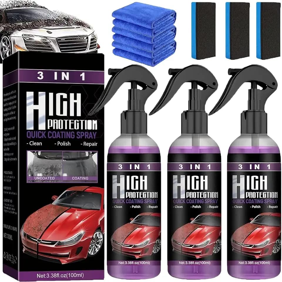 High Protection 3in1 Spray, Auto Nano Beschichtungsspray für Glanz, 3 in 1 Autobeschichtungsspray mit Kratzschutz, Lackpflege und Politur (3er Pack/Am Beliebtesten)