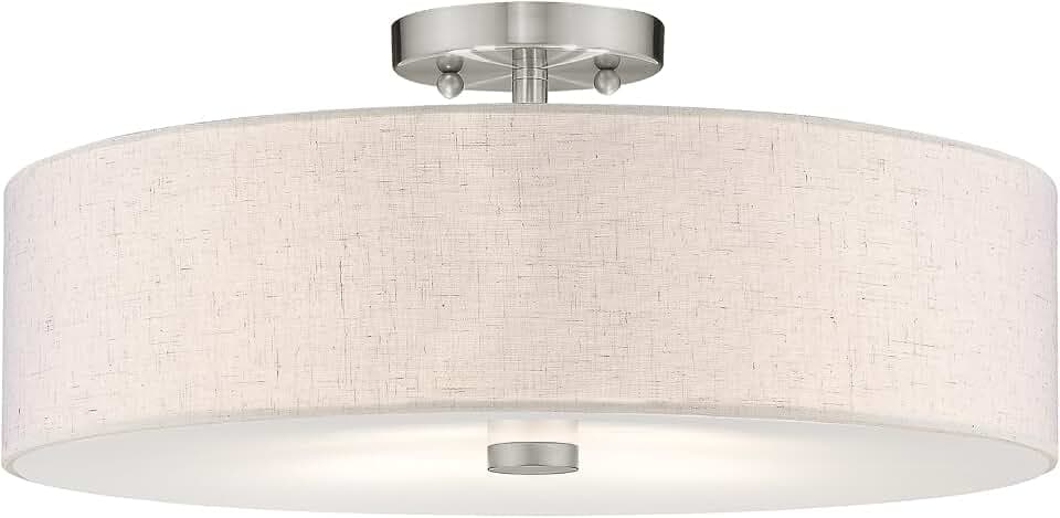 Livex Lighting 52136-91 4-Light Semi Flush Ceiling Light, Brushed Nickel