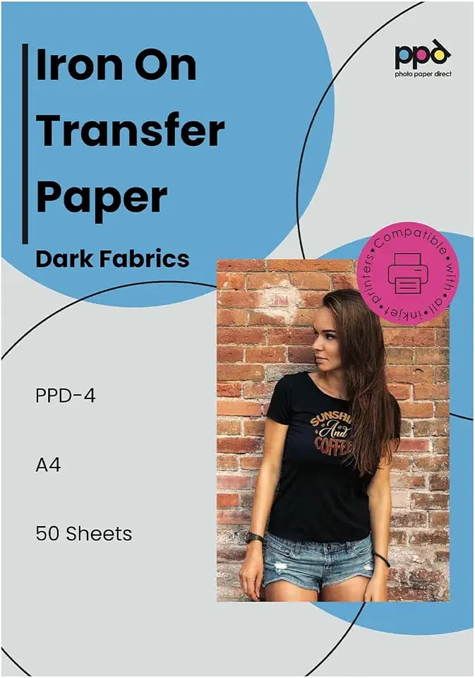 PPD 50 Sheets 8.5x11" Iron-on Heat Transfer Vinyl Paper Dark Fabrics Inkjet
