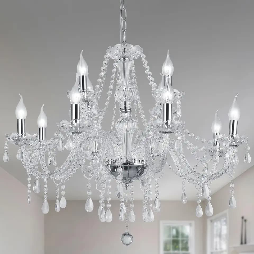 15 Light K9 Crystal Glass Chandelier Ceiling Light 15 E12 Bulbs Required