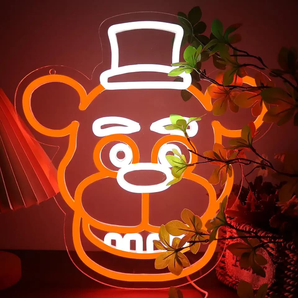 Bear Neon Signs for Wall Decor,LED Neon Lights for Gameroom,Birthday、Christmas Gifts for kids 5V Power Adapter (wite+orange)