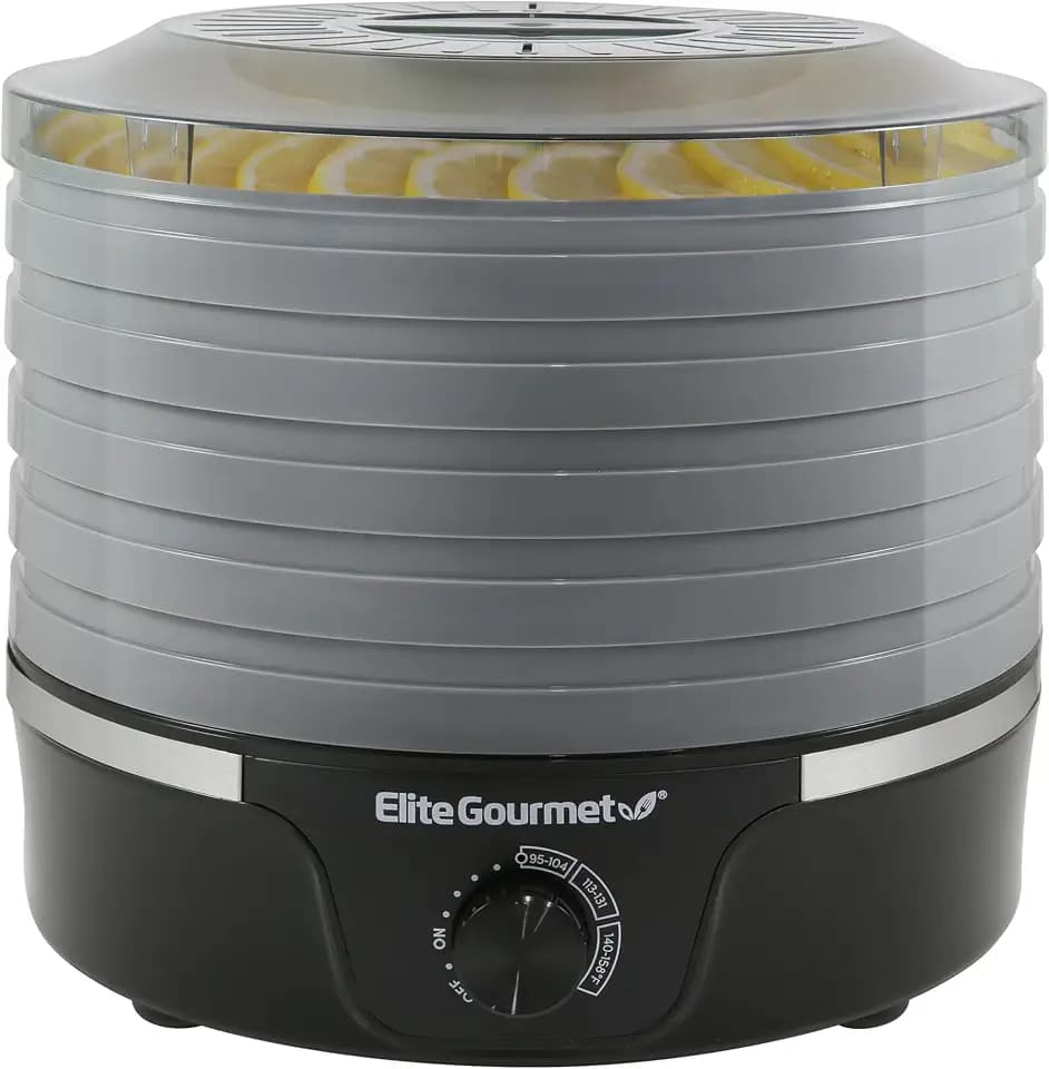 Elite Gourmet 5-Tray Food Dehydrator, BPA-Free 11.4" Trays, Adjustable Temp