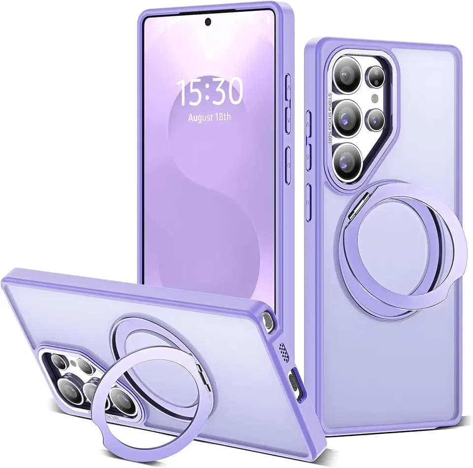 for Samsung Galaxy S25 Ultra Case with 360° Spin Stand,Purple
