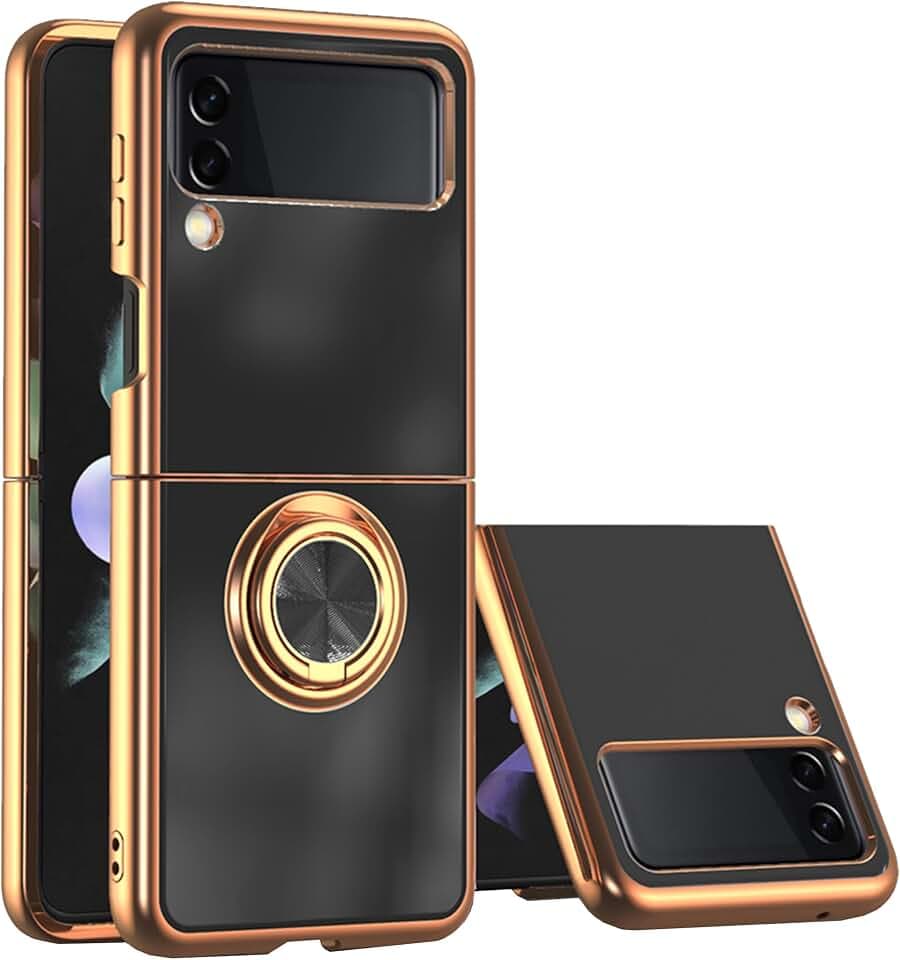 Asuwish Schutzhülle für Samsung Galaxy Z Flip 4 5G 2022, Hülle und magnetischer Ringhalter, Ständer, Ständer, schmal, Hybrid-Silikon, Handy-Zubehör, Schutz für ZFlip4, Z4, Flip4, 4Z, ZFlip45G, G5, für