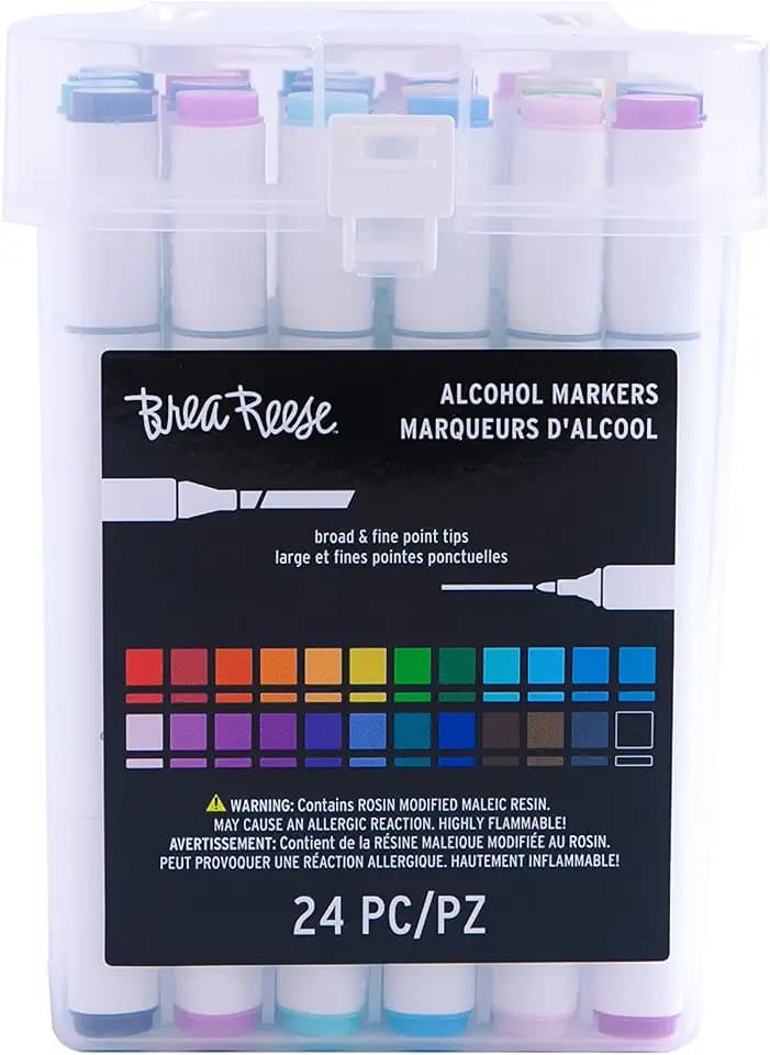 Brea Reese 24 Alcohol Markers - Dual Tip Chisel & Fine Art Pens with Case