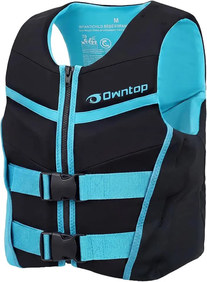 Owntop Swim Vest Youth Kids | Lightweight & Quick-Dry | Adjustable Buckles & Zipper | Kayak, Swimming Training, Boating - Watersports | Fit for 50-125 lbs