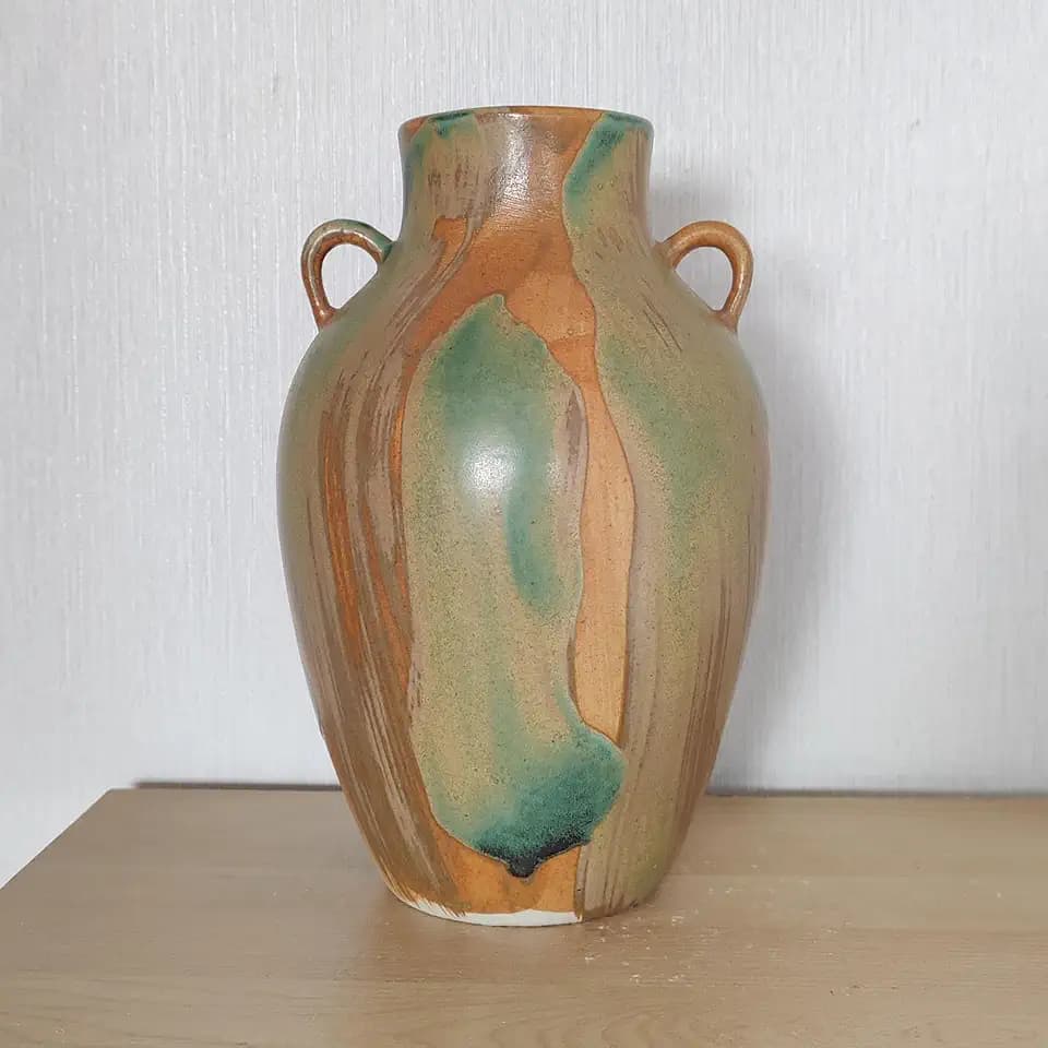 Unique Terracotta Pottery, 10" Decorative Farmhouse Vase with Handle
