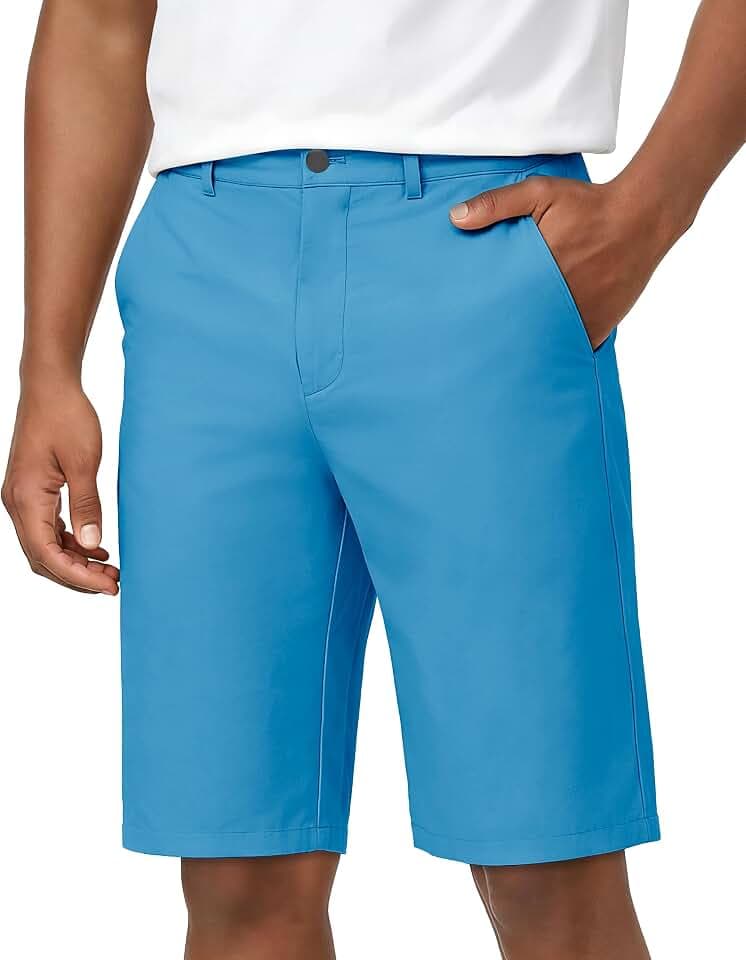 JWM Mens Golf Dress Shorts Stretch 8" & 11" Inch Inseam with Zipper Pocket