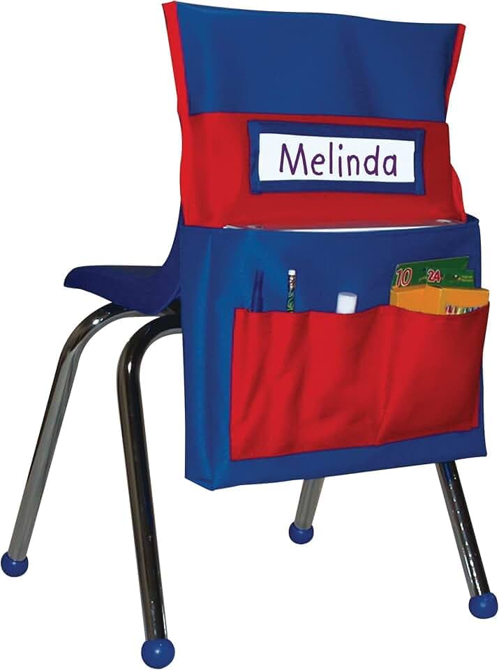 Carson Dellosa Chair Pockets for Classroom, Blue & Red, 1-Pack