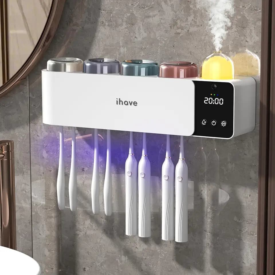 iHave Toothbrush Holder Aromatherapy Diffuser Wall Mount UV Sanitizer 4-Cup