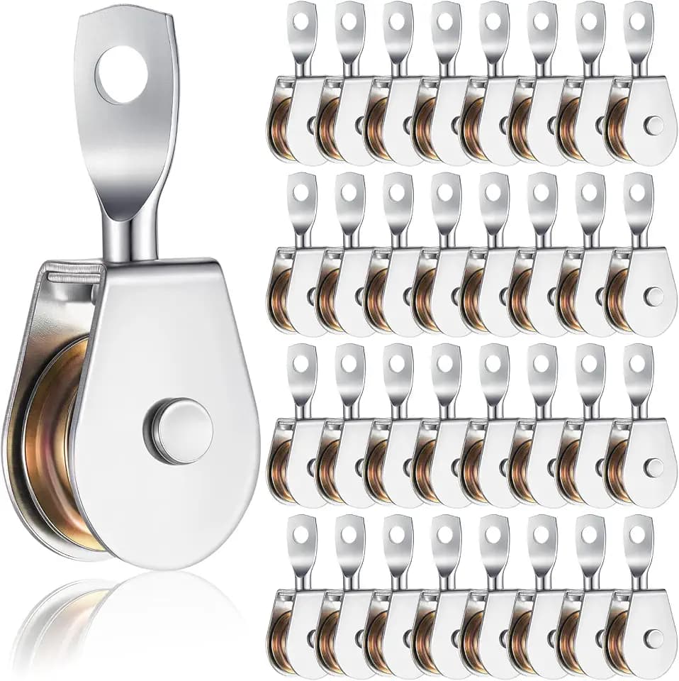 32 Pack Single Pulley Block Wheel 360° Swivel Pulley, 1.5 Inch