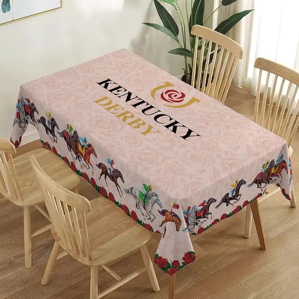 Kentucky Tablecloth Horse Racing Birthday Party Decorations Home Kitchen Dining Room Decor (60''×84'')