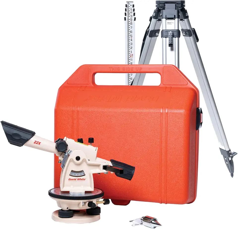David White LT6-900 Meridian 22X Optical Level-Transit Kit (10ths), Black