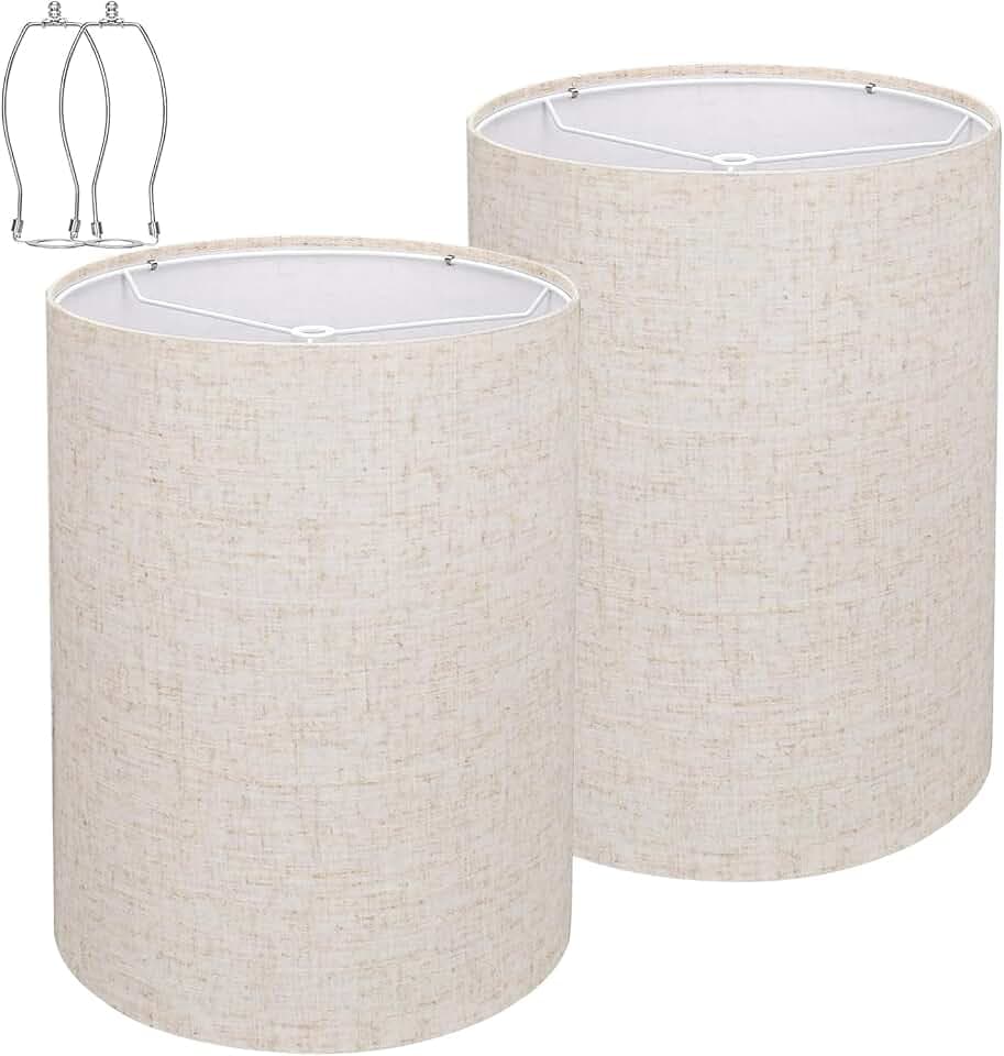 Drum Lamp Shades Set of 2 for Table Lamps – 10" Top x 10" Bottom x 13"High