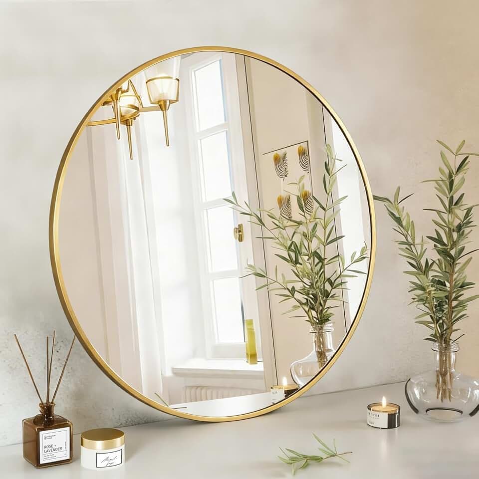 NEWBULIG 30 Inch Round Bathroom Mirror, Wall Mount Vanity Mirror