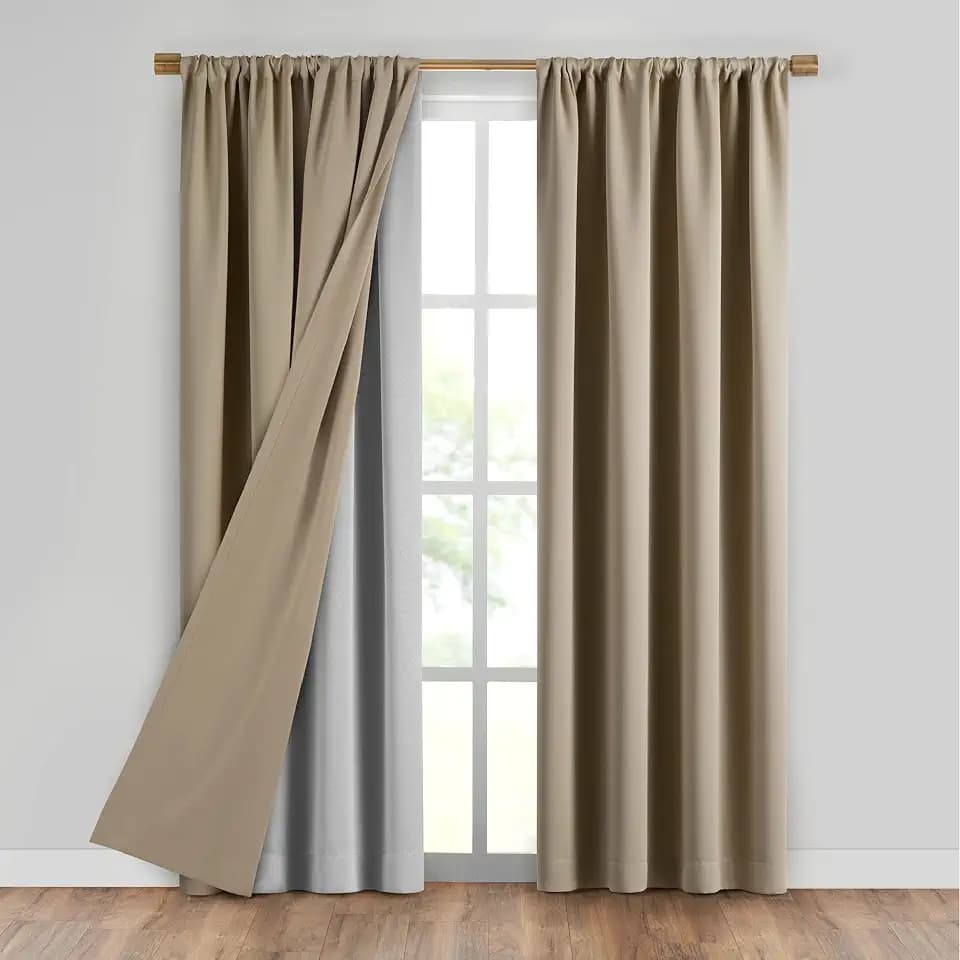 Elrene Home Fashions SunVeil Extra-Wide Thermal Blackout Curtain Liner with YarnLock Technology, Single Panel, Light Grey, 40 in x 80 in (1 Liner)