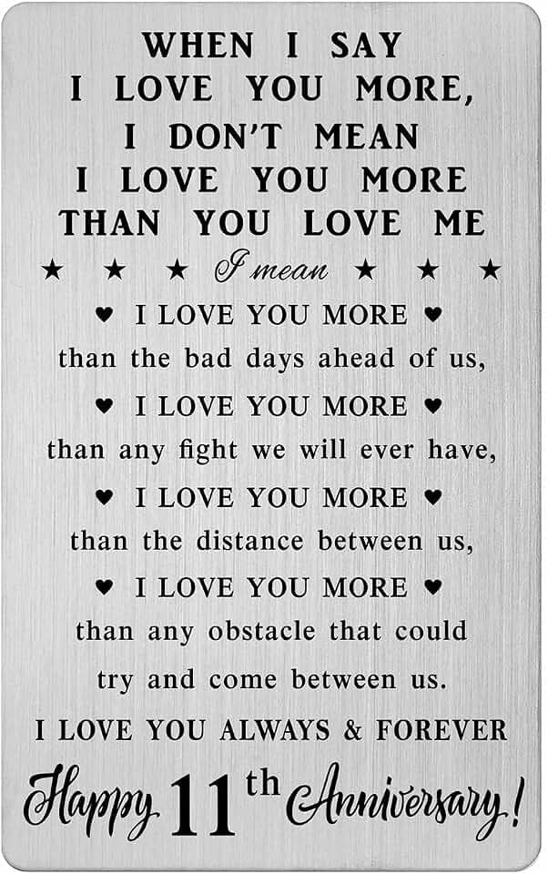 CPLJW 11th 11 Year Anniversary Card Gifts for Him Her, Steel Gifts for Men for 11th Anniversary, Eleventh Wedding Wallet Card Gift