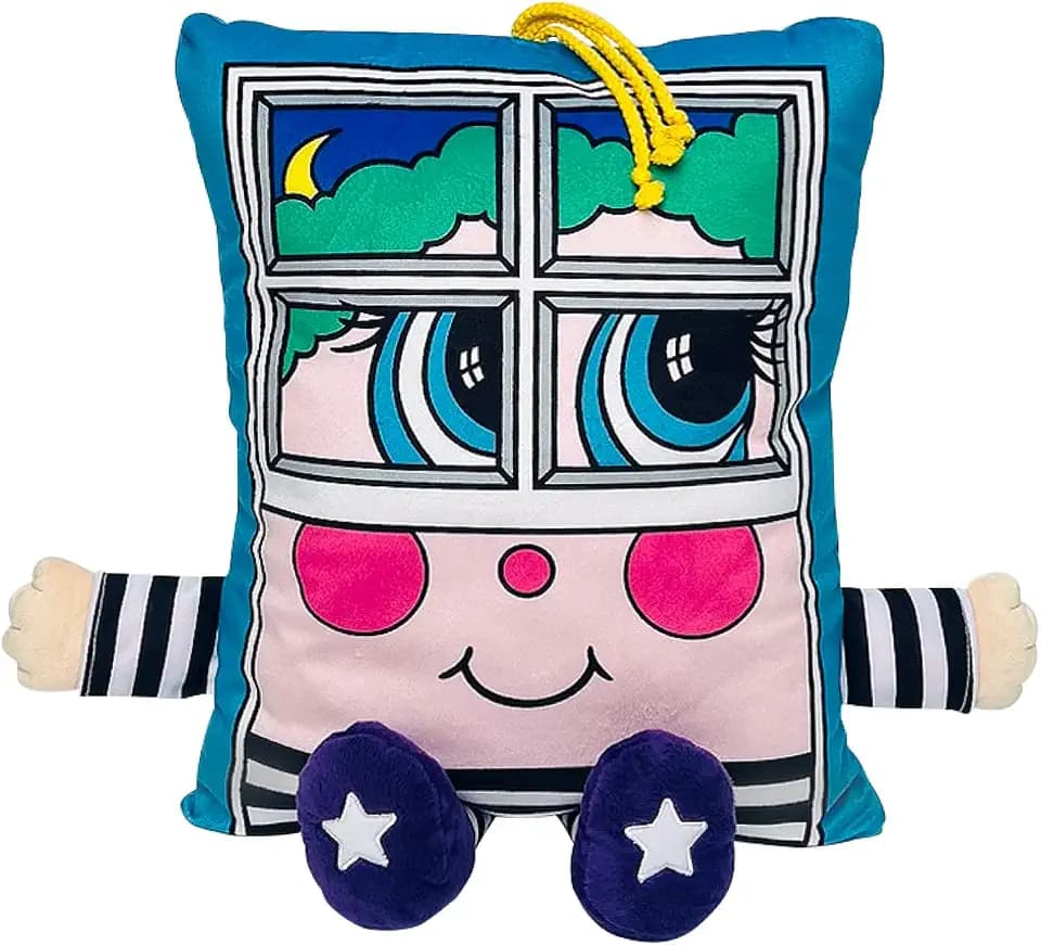 Window Rattler Plush - 2-in-1 Toy & Pillow, 80's Nostalgic Plush Pal Reimagined, Stuffed Rectangular Character, Cozy Nap & Play Design