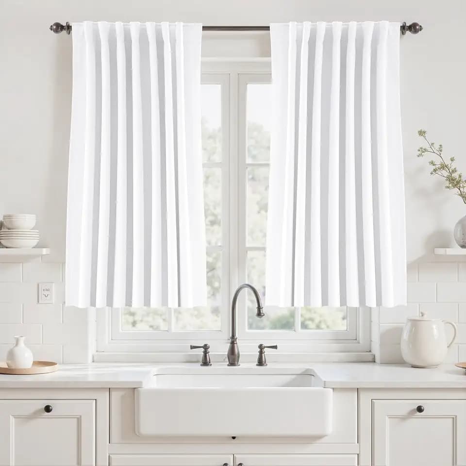 Short Blackout Curtains 45 Inch Long for Small Windows, Beige
