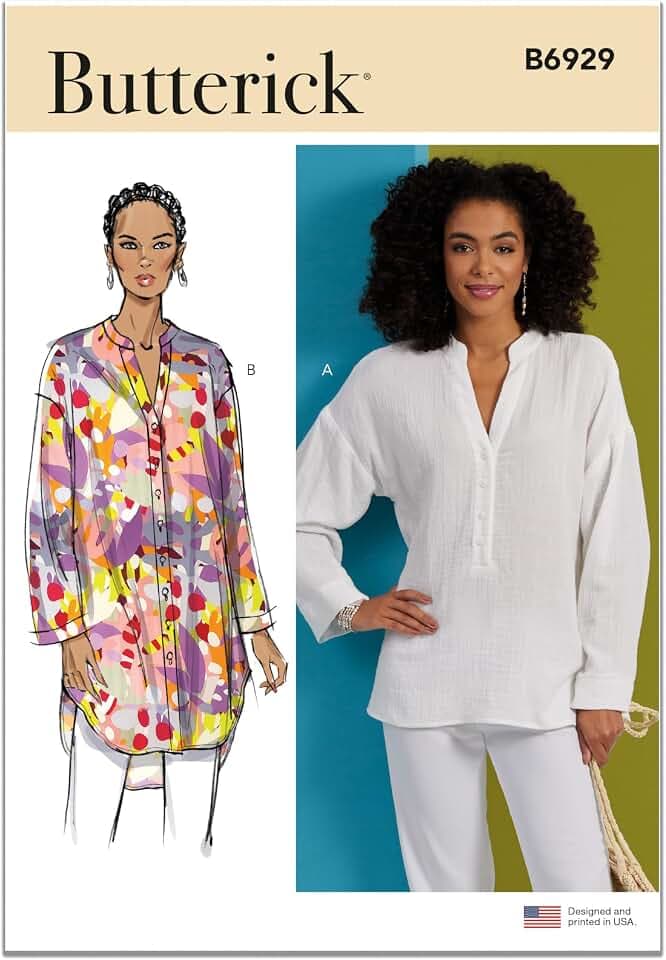 Butterick Misses’ Loose-Fitting Top and Tunic Sewing Pattern Kit, Design Code B6929, Sizes 18-20-22-24-26