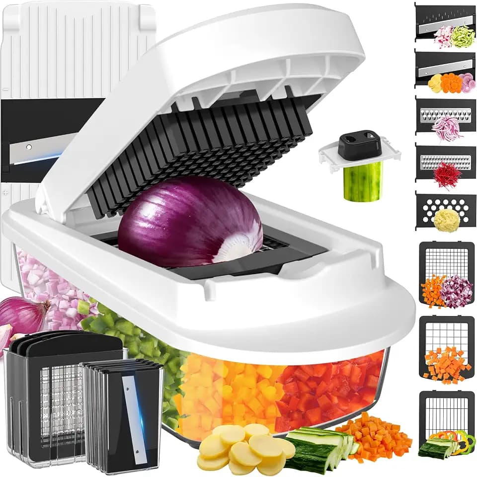 8-Blade Cook Tool & Gadget Sets, Egg Slicer Chopper Grater Set, White