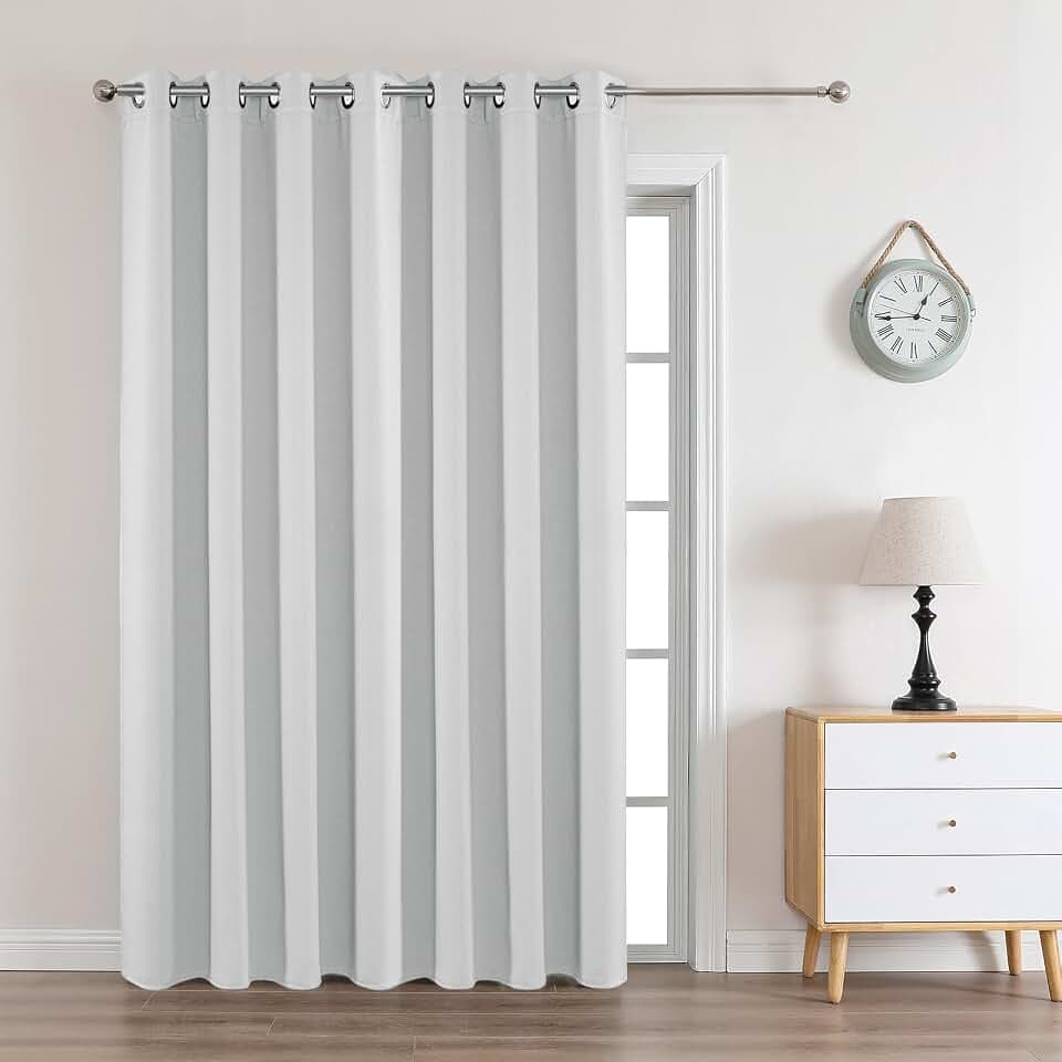 Joydeco White Curtains 90 Inches Long 1 Panel, Thermal Insulated Long Curtains& Drapes 1 Piece, Room Darkening Grommet Drapes for Living Room Bedroom Window (W70 x L90 Inch, Greyish White)
