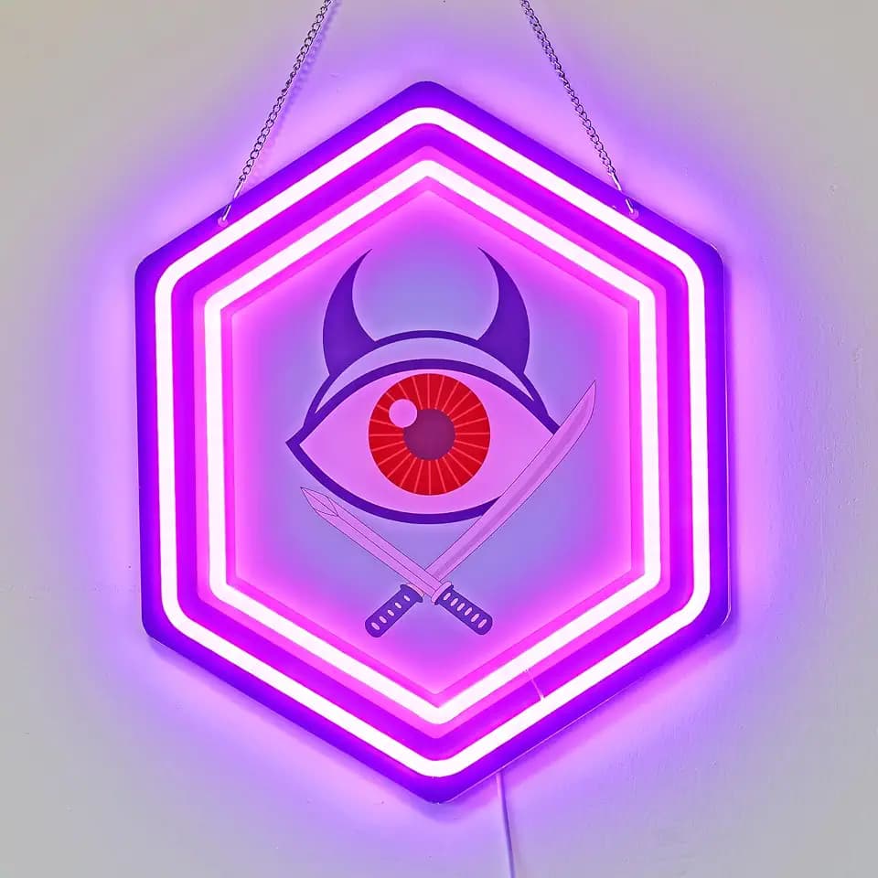 Demon Hunters Movie Neon Sign - Purple Pink Diamond Dagger Eye Wall Light, Brithday Decorations, Dimmable, USB Powered Gaming Room Decor for Bedroom