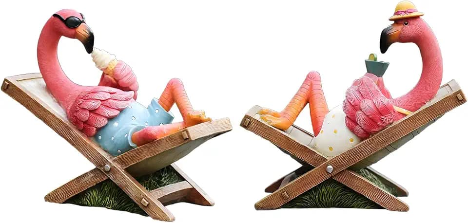 MUAMAX 2Pcs Pink Flamingo Figurines Resin Flamingo Bird Sculpture,Small Flamingo Ornaments for Coastal Home Wedding Decor, Housewarming Flamingo Gifts for Woman,Desk Tropical Holiday Decoration