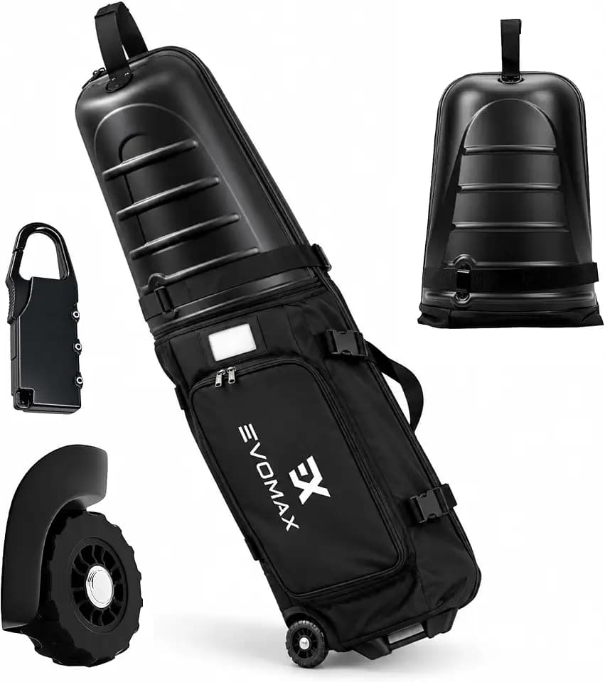 Hard Top Golf Travel Bag for Airlines, 1680D Hard Case Golf Travel Bag with TSA Lock, Wheels, Internal Strap, Grab Handle & Durable Zipper, Collapsible Hard Shell Travel Case for Golf Clubs