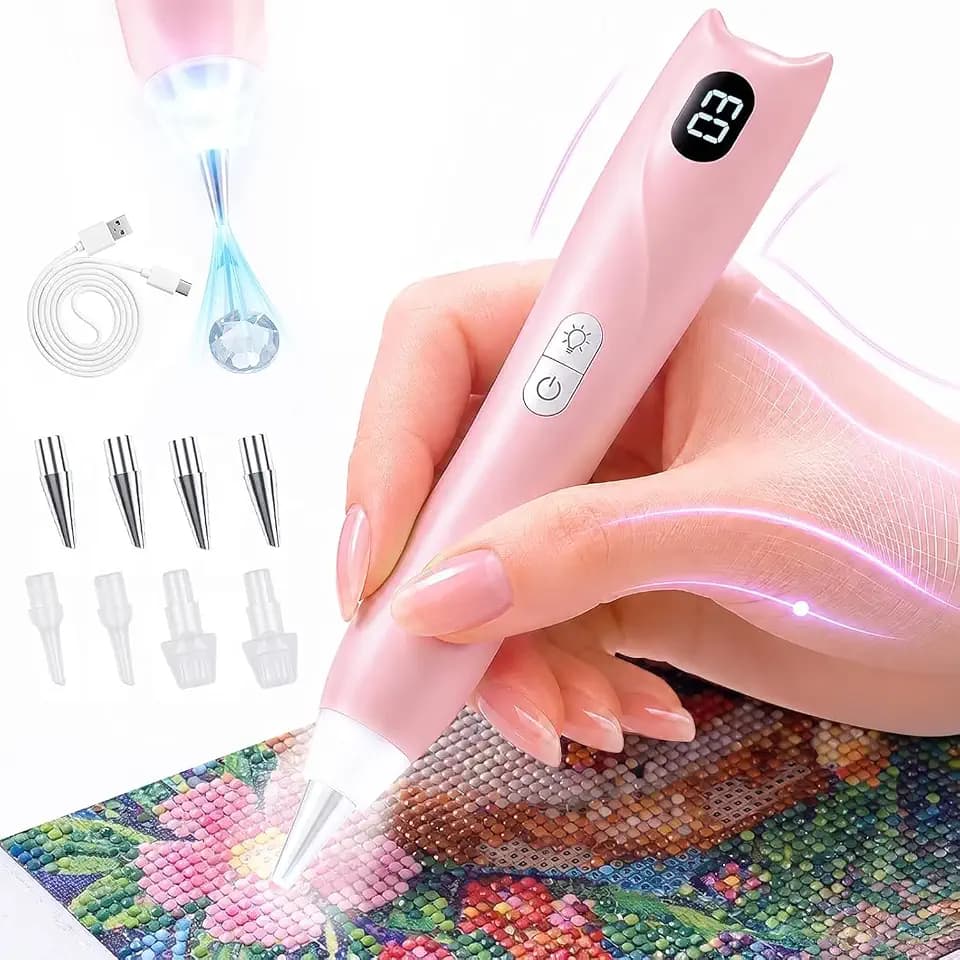 Electric Diamond Painting Pen with Light & 3 Adjustable Suction