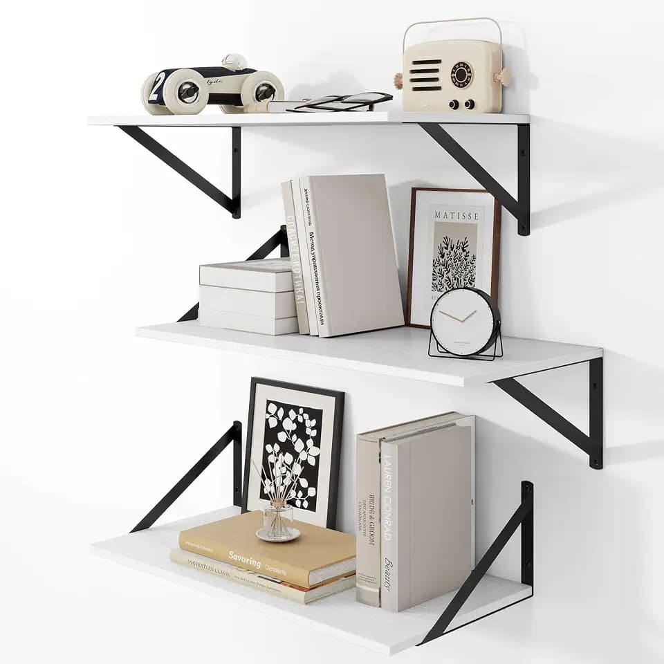 Heimlove 24W x 12D Deep Floating Shelves Set of 3 White