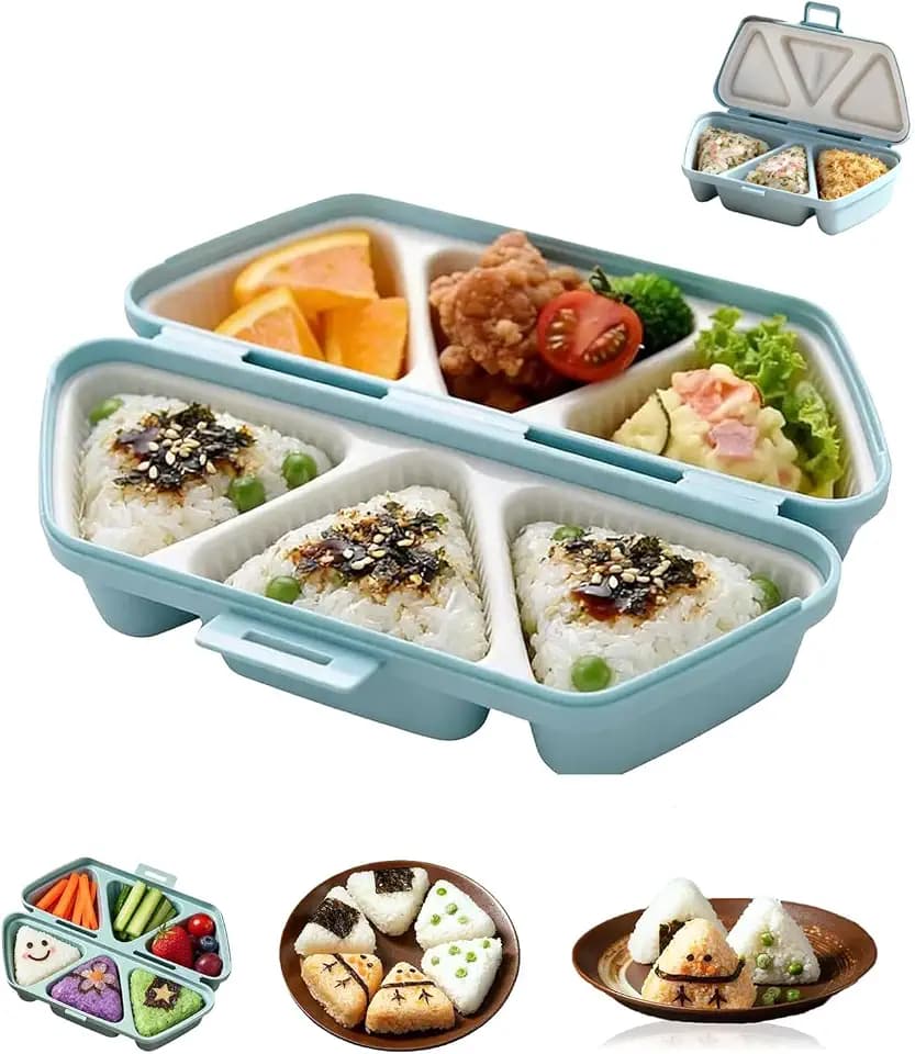 6 in 1 Onigiri Mold, Onigiri Molds 6, Triangle Rice Ball & Sushi Mold Set, Foldable and Easy to Remove design, Easy to Carry and Clean, for Quick Everyday Meals and Outdoor Picnics (Blue)