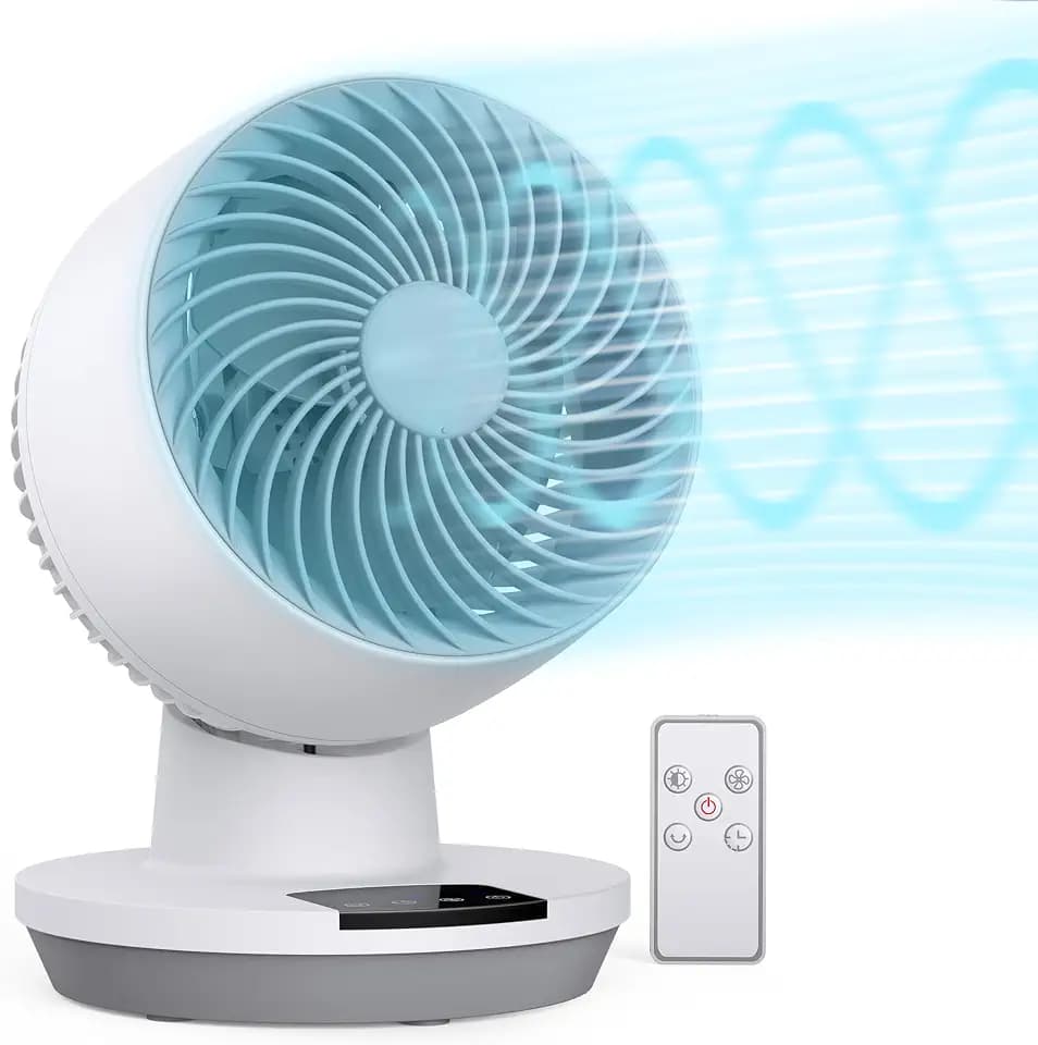 Mirdred Air Circulator Fan, 11 Inch Oscillating Table Fan with LED Display, 70ft Powerful Airflow, 120° Adjustable Tilt, 8H Timer, 3 Speeds, Quiet Desk Fan for Living Room, Office, Home