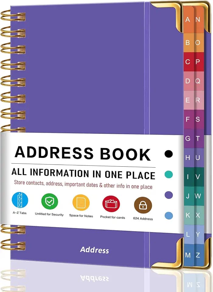 TREES Address Book with Alphabetical Tabs, 5.8" x 8.5" Hardcover Organizer