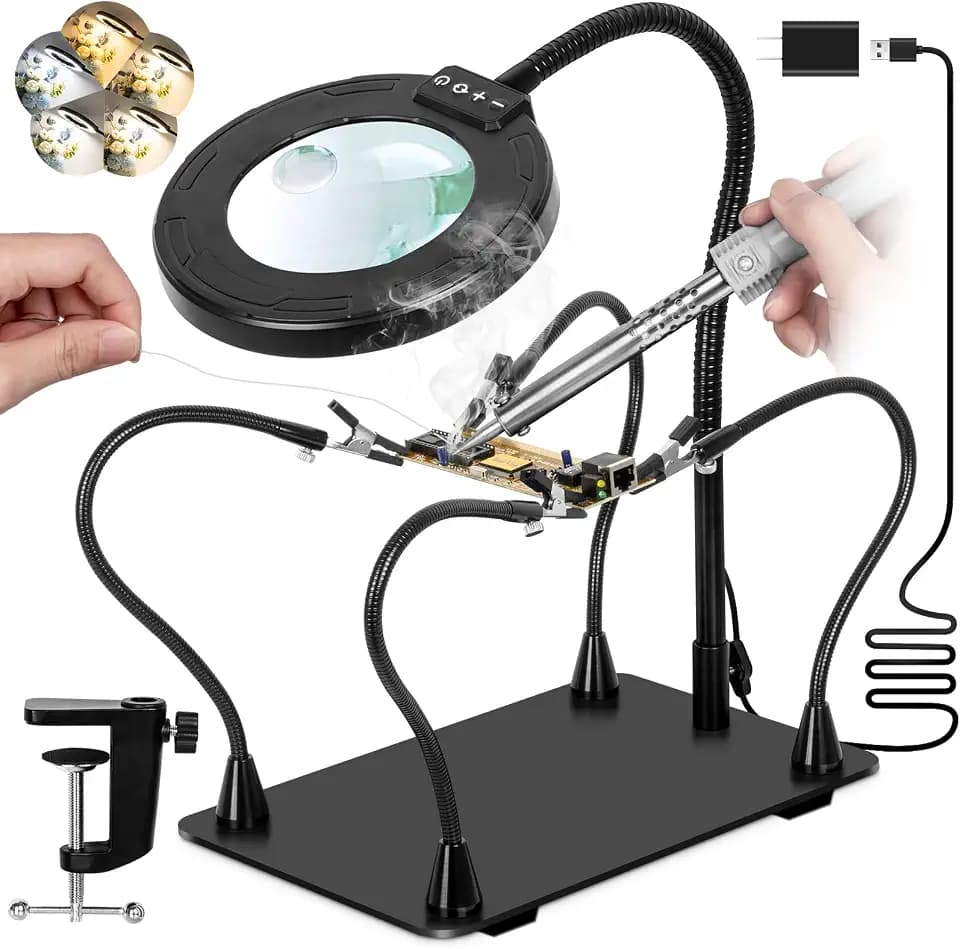 Helping Hands Soldering Station, 30X 12X Magnifying Glass with Light