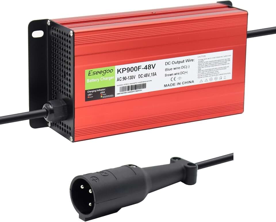 15 AMP Compatible with Club Car Battery Charger for 48 Volt Golf Carts with 3 Pin Round Plug
