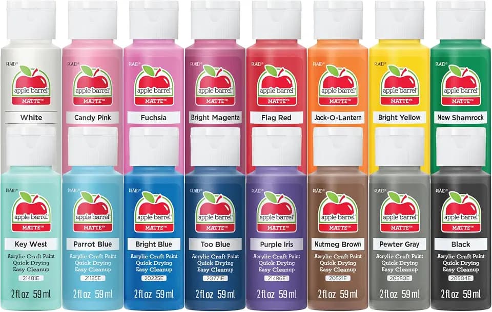 Apple Barrel, Vibrant Spectrum Collection Acrylic Craft Paint, Promoabiii, each, 16 assorted matte colors, 2 Fl Oz, 16 Count
