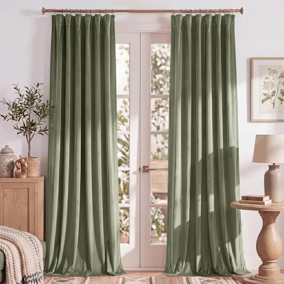 RYB HOME Velvet Curtains 108 inches Long, Extra Long High Ceiling Curtains