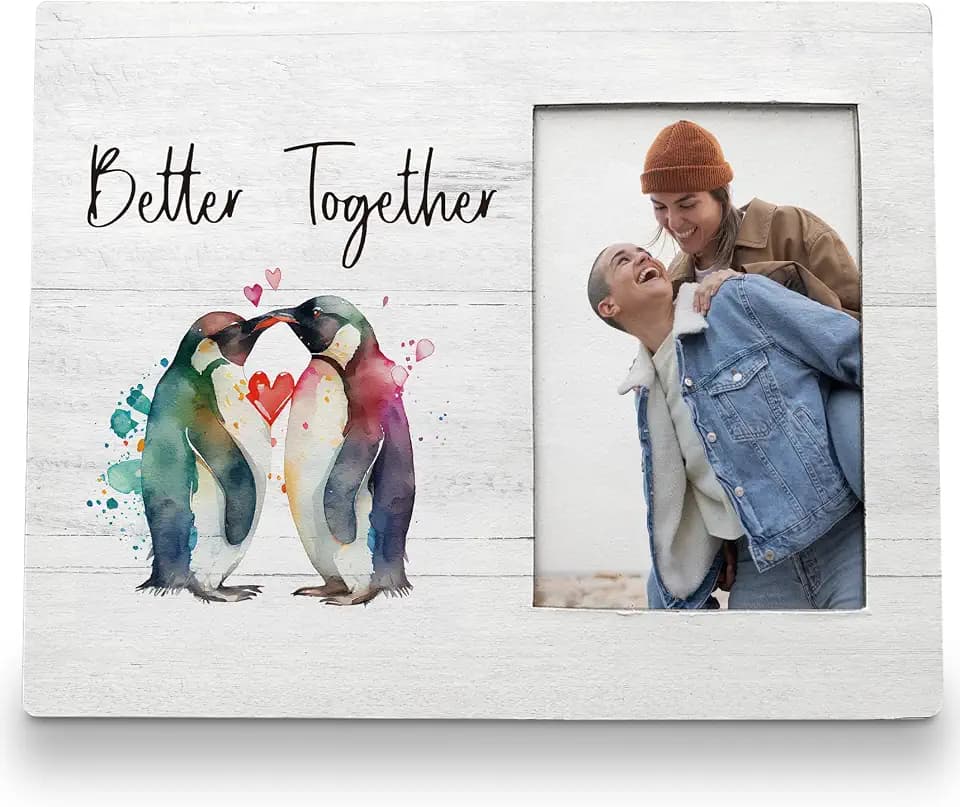 Couples Picture Frames 8x10, Penguin Decor Love Picture Frame, Penguin Gifts for Couples, Wedding Picture Frames, Engagement Better Together Wedding Photo Frame