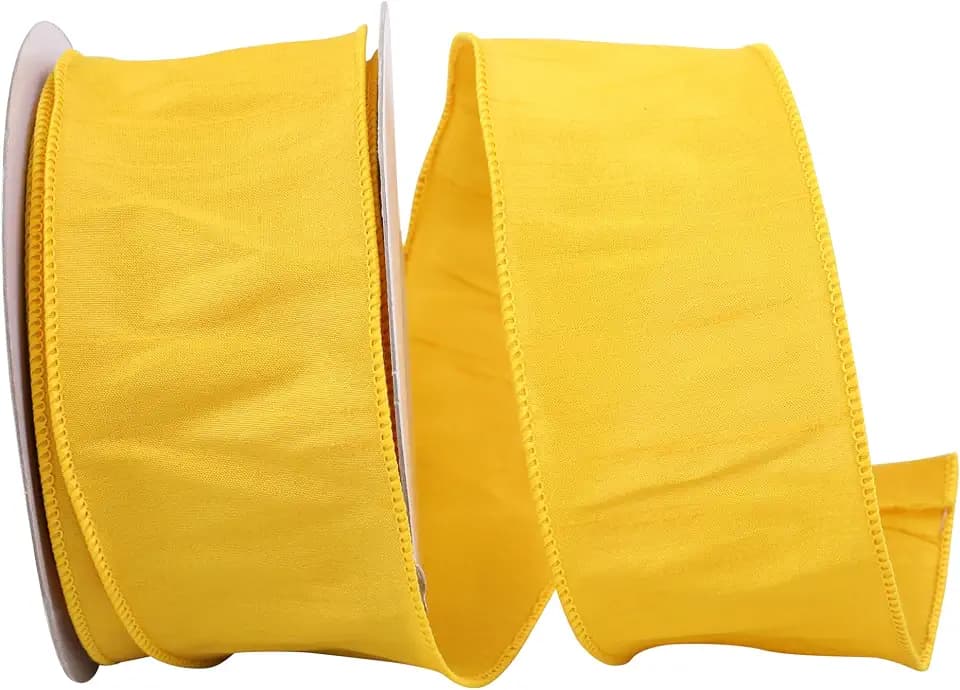 Reliant Ribbon 92975W-362-40H Dupioni Supreme Wired Edge Ribbon, 2-1/2 Inch X 20 Yards, Golden Yellow