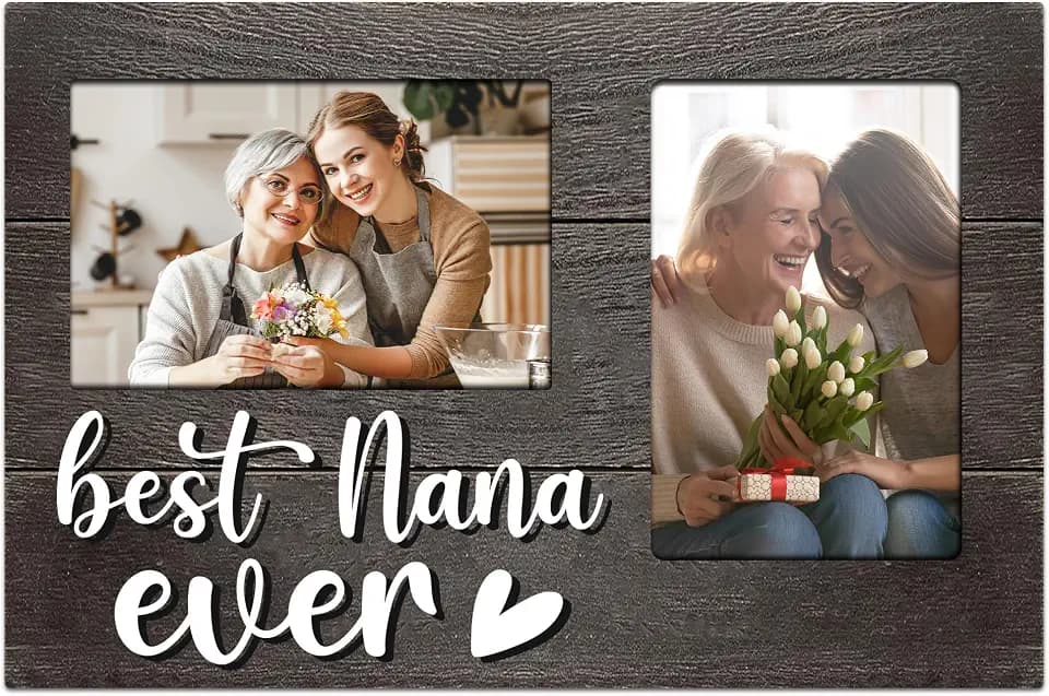 Nana Gifts, Mothers Day Nana Gift from Grandkids, 3D Photo Frame Hold 4x6 Inches Two Photos - Great Picture Frame Present for Grandparents Day Birthday