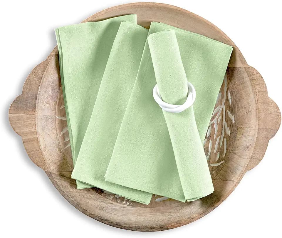 Solino Home 100% Pure Linen Napkins Pastel Green, Fete 20 x 20 in, Set of 4