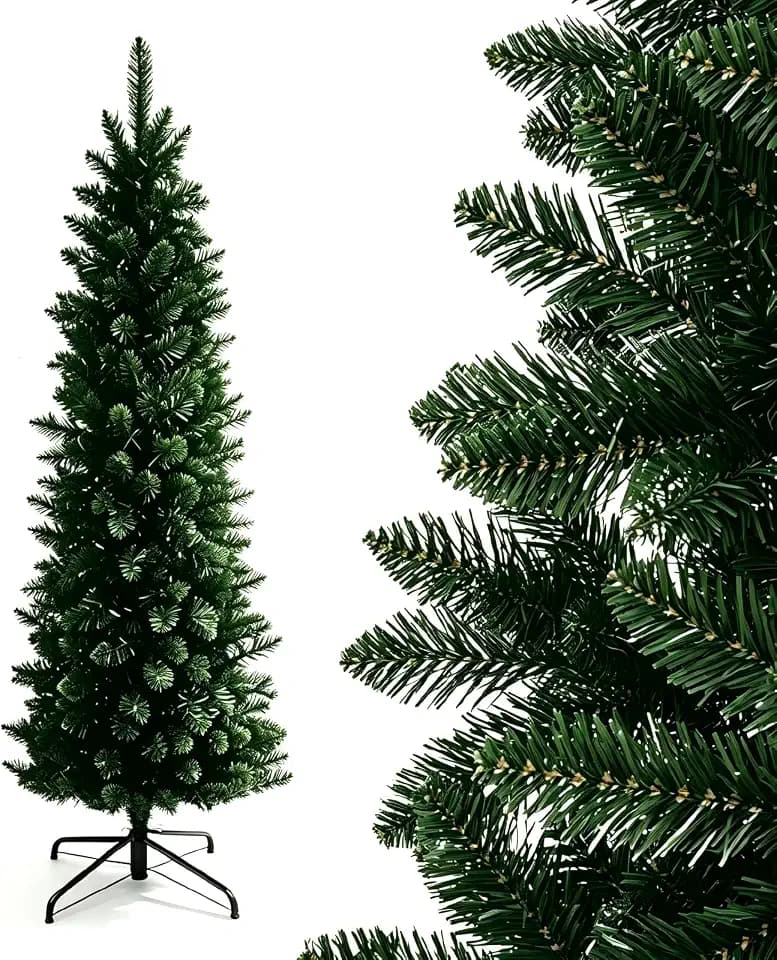 5ft Artificial Pencil Christmas Tree, Slim Xmas Tree with Metal Stand