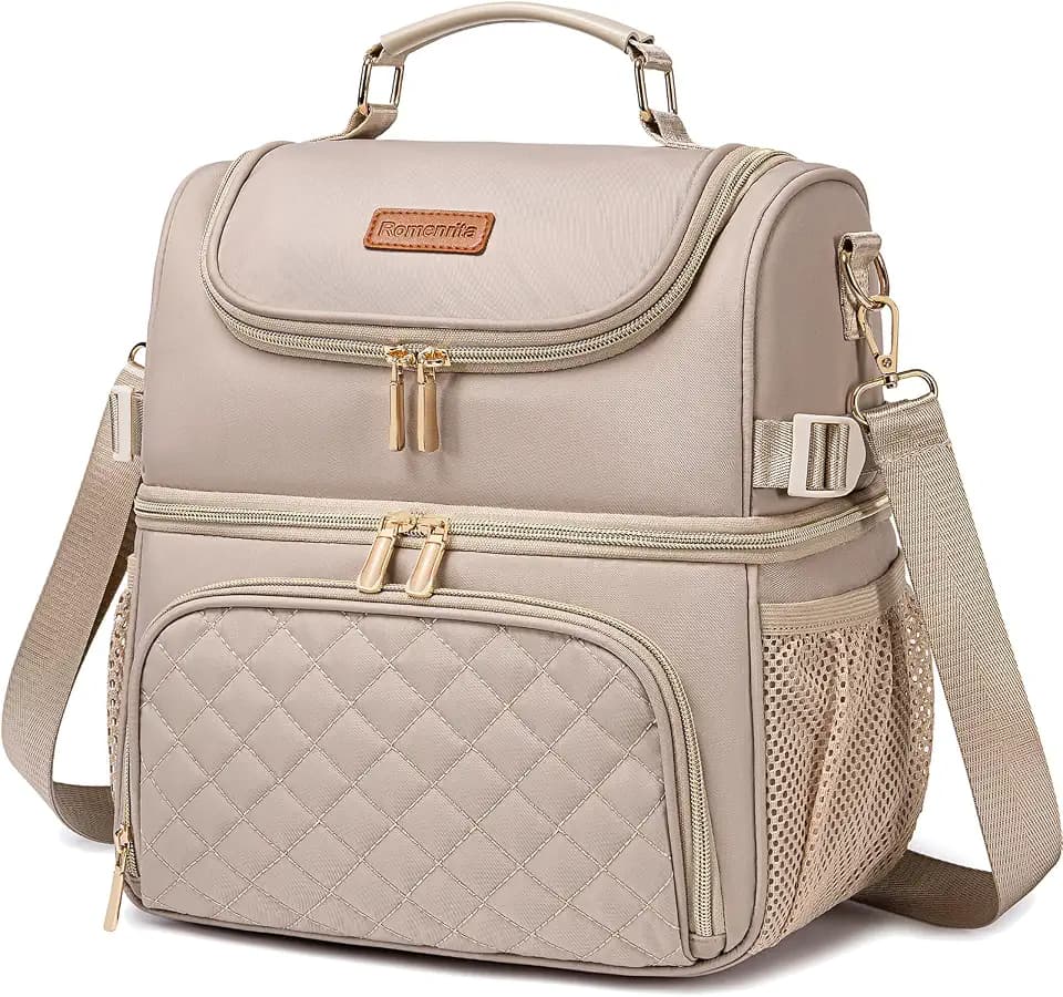Lunch Bags for Women,Dual Compartment Lunch Box Lunch Tote Bag