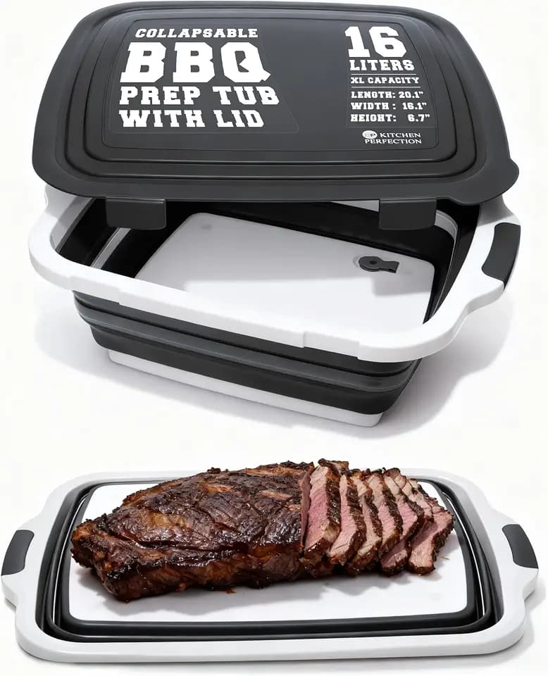KITCHEN PERFECTION Collapsible XL Smoker & BBQ Prep Tub with Locking Lid